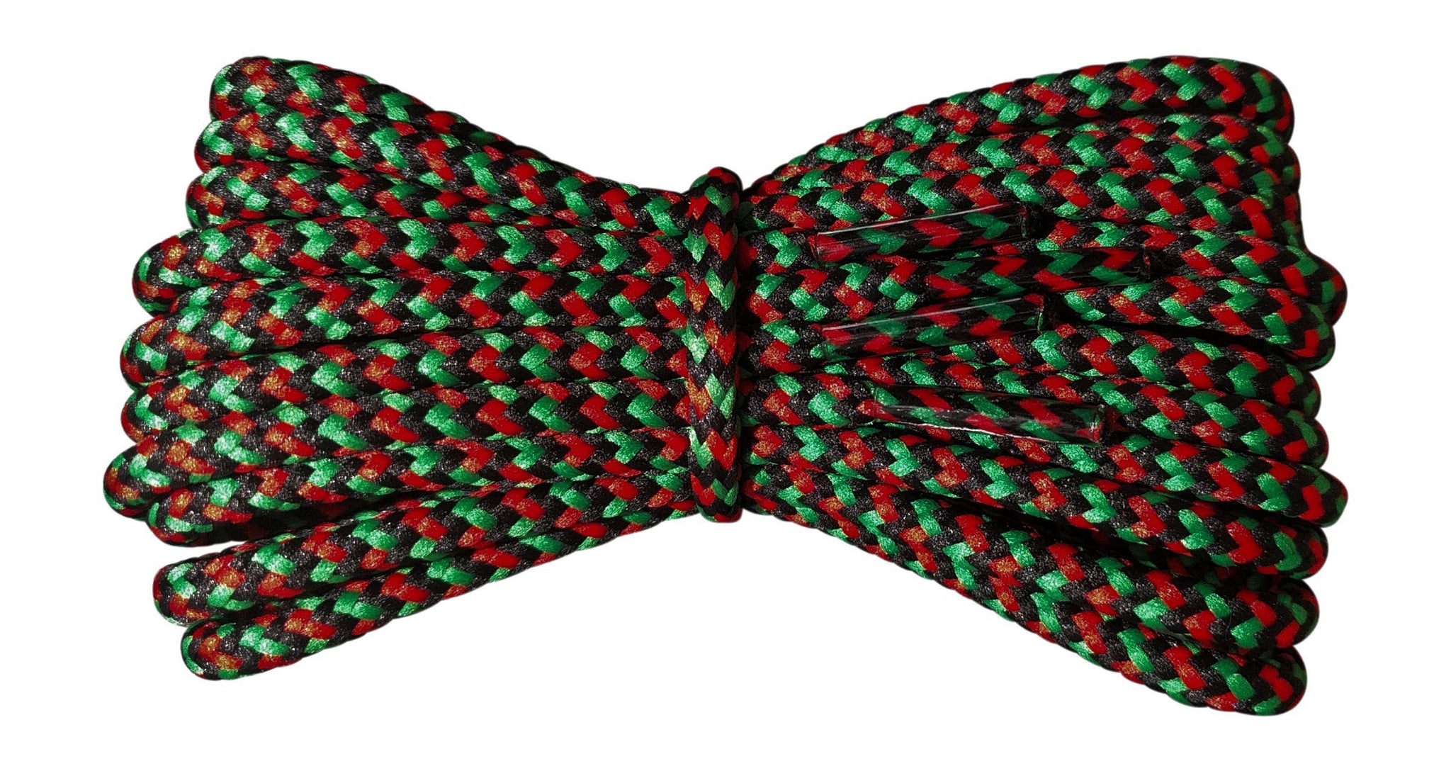 Round 4 mm Green Red Black boot laces for walking and hiking boots - fabmania shoe laces