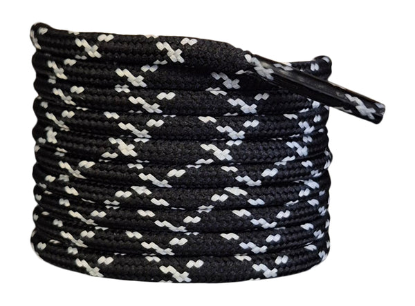 Round 3 mm Shoelaces Black with Grey flecks for walking shoes or trainers