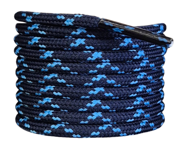 Round 3 mm Shoelaces Dark Blue with Light Blue flecks for walking shoes or trainers