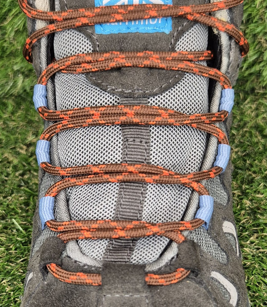 Round 3 mm Shoelaces Brown and Orange for walking shoes or trainers