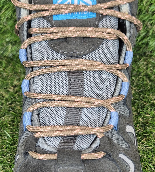 Round 3 mm Shoelaces Brown with Peach flecks for walking shoes or trainers