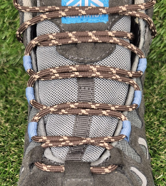Round 3 mm Shoelaces Brown with Taupe flecks for walking shoes or trainers