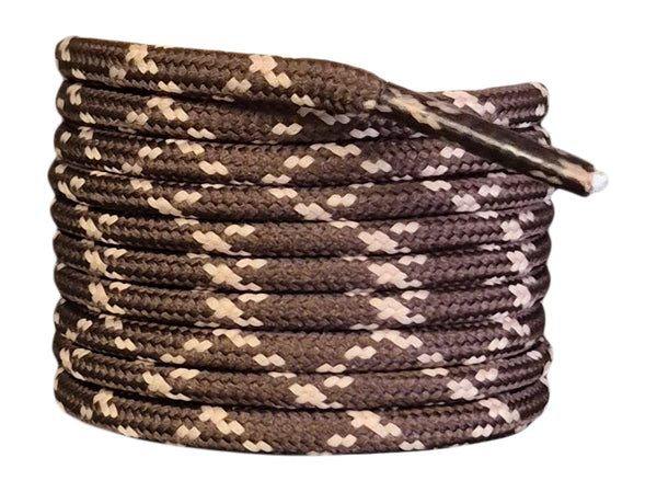 Round 3 mm Shoelaces Brown with Taupe flecks for walking shoes or trainers