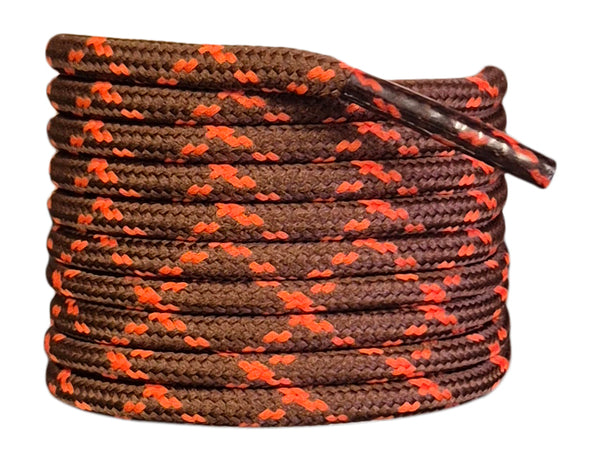 Round 3 mm Shoelaces Brown and Orange for walking shoes or trainers