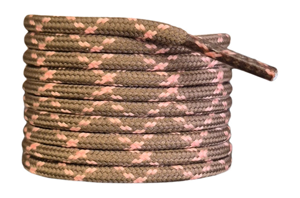 Round 3 mm Shoelaces Brown with Peach flecks for walking shoes or trainers