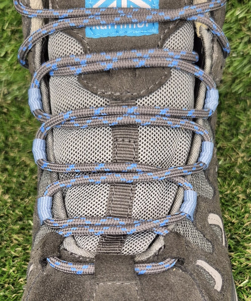 Round 3 mm Shoelaces Grey with Blue flecks for walking shoes or trainers