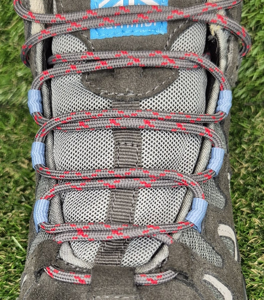 Round 3 mm Shoelaces Grey with Red flecks for walking shoes or trainers