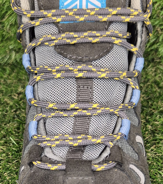 Round 3 mm Shoelaces Grey with Yellow flecks for walking shoes or trainers