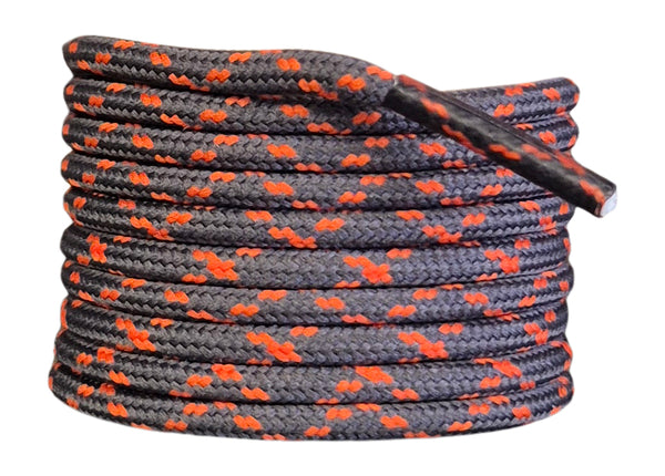 Round 3 mm Shoelaces Grey with Orange flecks for walking shoes or trainers