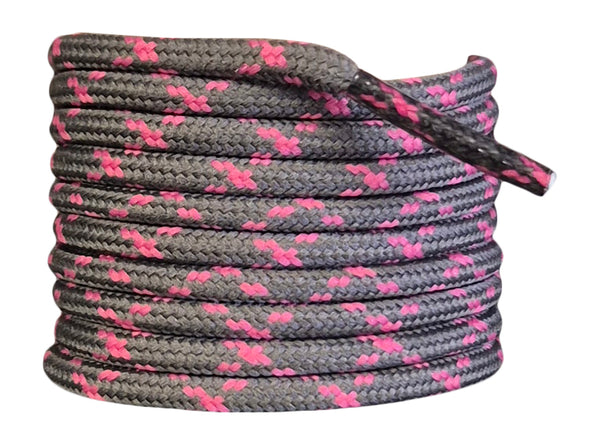 Round 3 mm Shoelaces Grey with Pink flecks for walking shoes or trainers