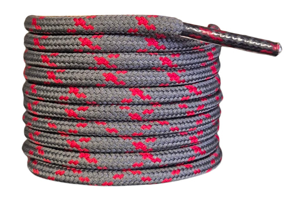 Round 3 mm Shoelaces Grey with Red flecks for walking shoes or trainers