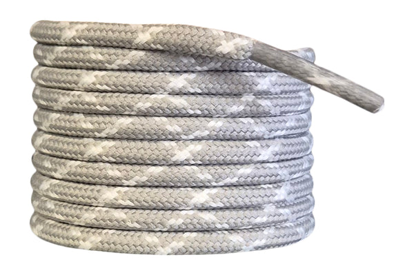 Round 3 mm Shoelaces Grey with White flecks for walking shoes or trainers
