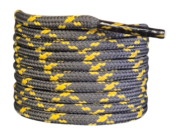 Round 3 mm Shoelaces Grey with Yellow flecks for walking shoes or trainers