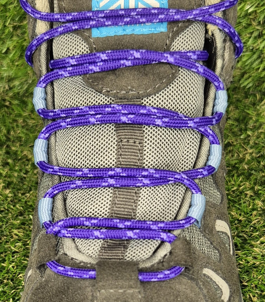 Round 3 mm Shoelaces Purple with Lilac flecks for walking shoes or trainers