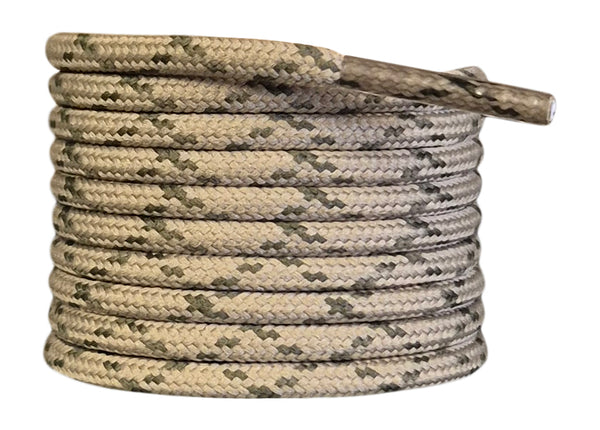 Round 3 mm Shoelaces Taupe with Khaki flecks for walking shoes or trainers