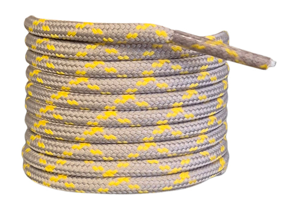 Round 3 mm Shoelaces Taupe with Yellow flecks for walking shoes or trainers