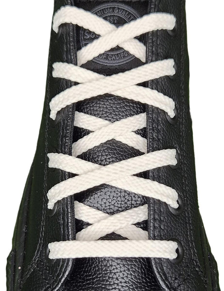 Flat 6 mm Cream Shoe Laces for Trainers and Sports Shoes.