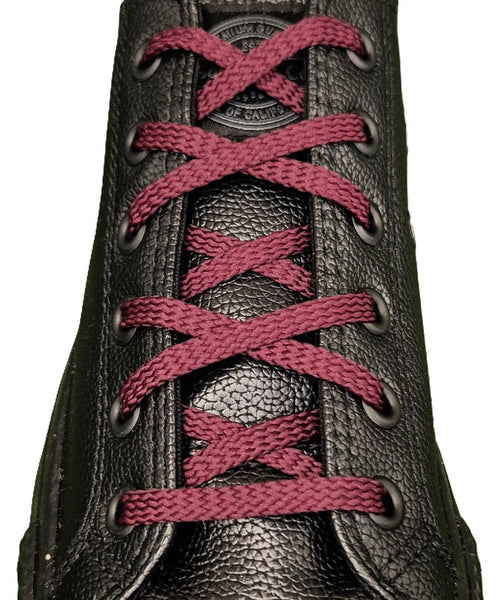 Flat 6 mm Burgundy Shoe Laces for Trainers and Sports Shoes.