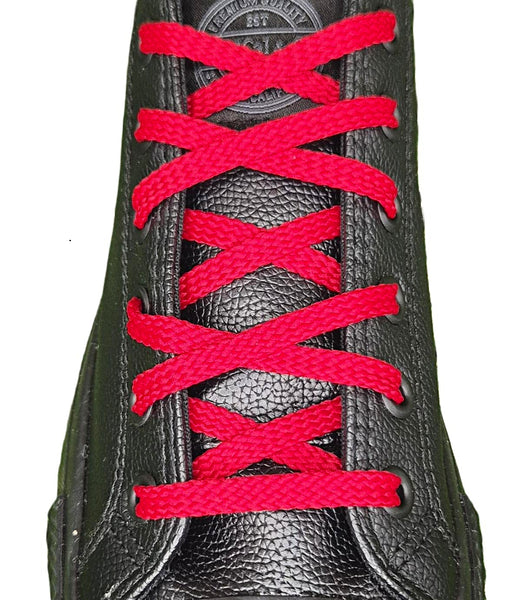 Flat 6 mm Red Shoe Laces for Trainers and Sports Shoes.