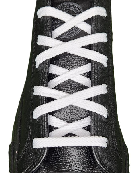 Flat 6 mm White Shoe Laces for Trainers and Sports Shoes.