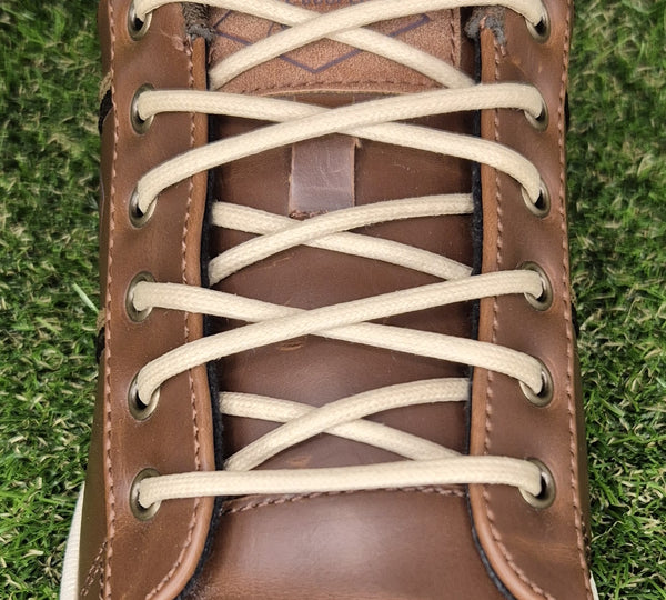 Round 3 mm Cream waxed cotton shoelaces