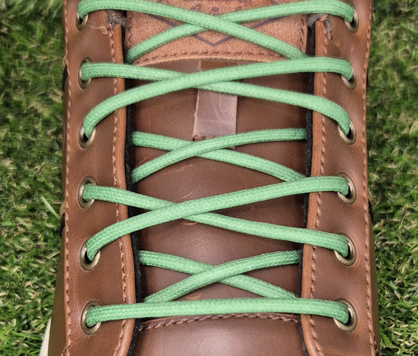 Round 3 mm Green waxed cotton shoelaces