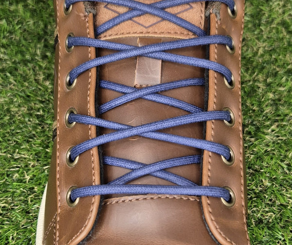 Round 3 mm Navy waxed cotton shoelaces