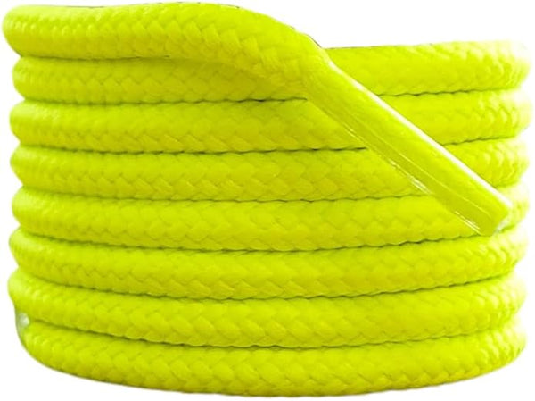 Round 4 mm Fluorescent Yellow boot laces for walking and casual boots Dr Martens