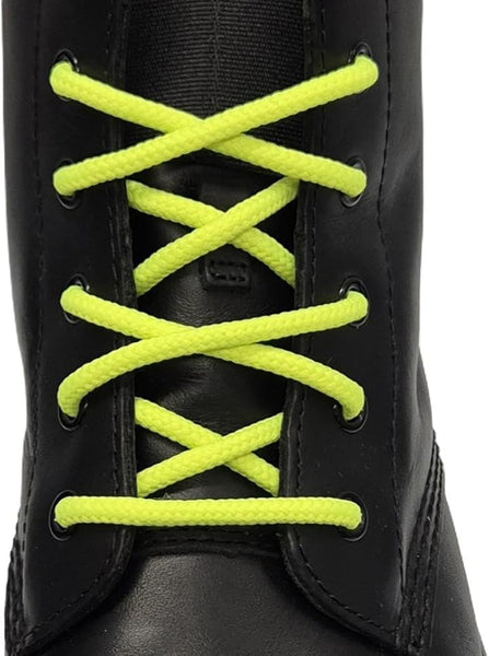 Round 4 mm Fluorescent Yellow boot laces for walking and casual boots Dr Martens