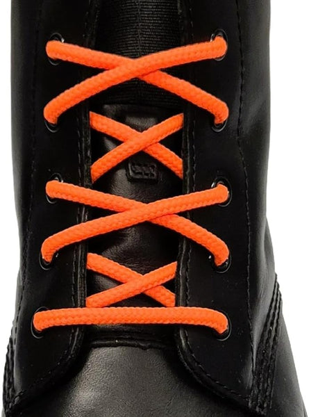 Round 4 mm Fluorescent Orange boot laces for walking and casual boots Dr Martens