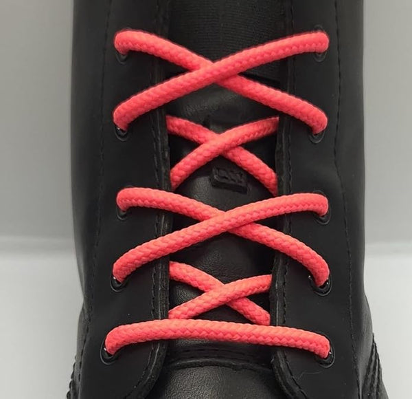 Round 4 mm Fluorescent Pink boot laces for walking and casual boots Dr Martens