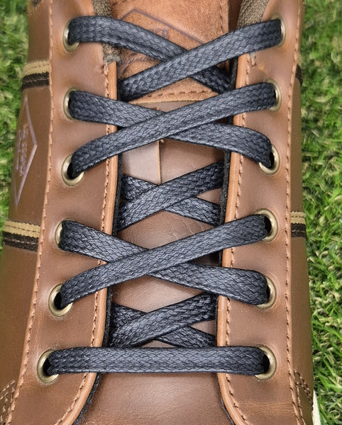 5/6 mm Flat Black waxed cotton shoelaces