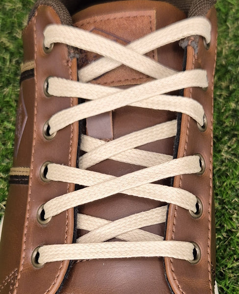 5/6 mm Flat Beige/Cream waxed cotton shoelaces