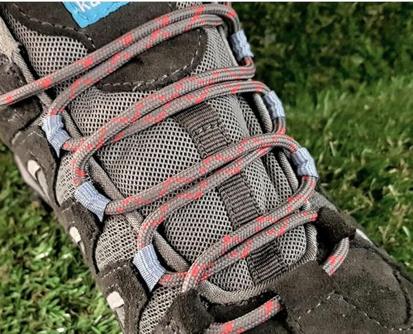 Round 3 mm Shoelaces Grey with Red flecks for walking shoes or trainers