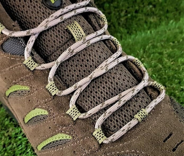 Round 3 mm Shoelaces Taupe with Khaki flecks for walking shoes or trainers