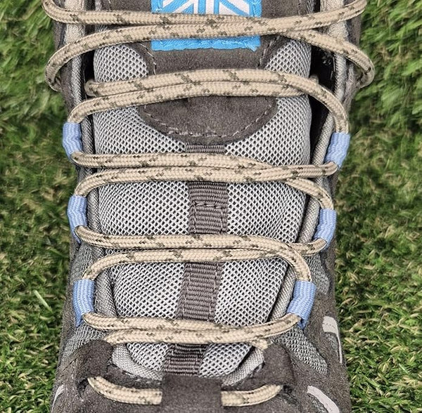 Round 3 mm Shoelaces Taupe with Khaki flecks for walking shoes or trainers
