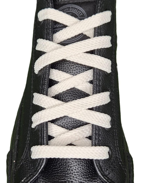 Flat 8 mm Cream Shoe Laces for Trainers and Sports Shoes.