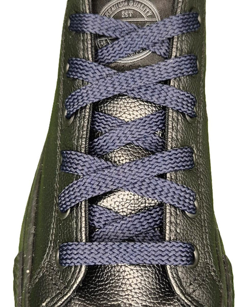 Flat 6 mm Dark Navy Shoe Laces for Trainers and Sports Shoes.