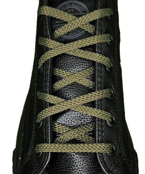 Flat 6 mm Khaki Shoe Laces for Trainers and Sports Shoes.