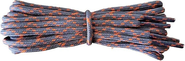 Round 3 mm Shoelaces Grey with Orange flecks for walking shoes or trainers