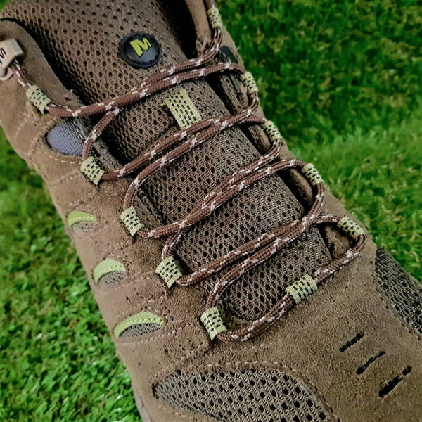 Round 3 mm Shoelaces Brown with Taupe flecks for walking shoes or trainers