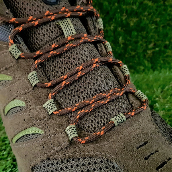 Round 3 mm Shoelaces Brown and Orange for walking shoes or trainers