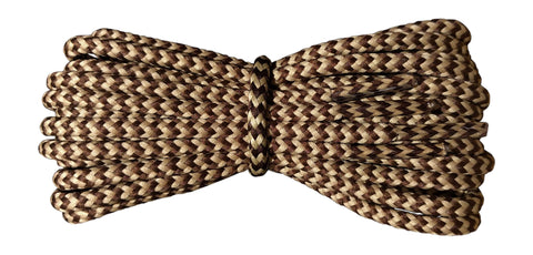 Round 4 mm Brown and Cream boot laces for walking and hiking boots - fabmania shoe laces