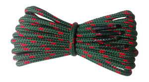 Round 4 mm Dark Green with Red flecks boot laces for walking and hiking boots - fabmania shoe laces