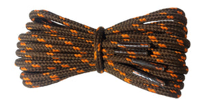 Round 4 mm Brown with Orange flecks boot laces for walking and hiking boots - fabmania shoe laces