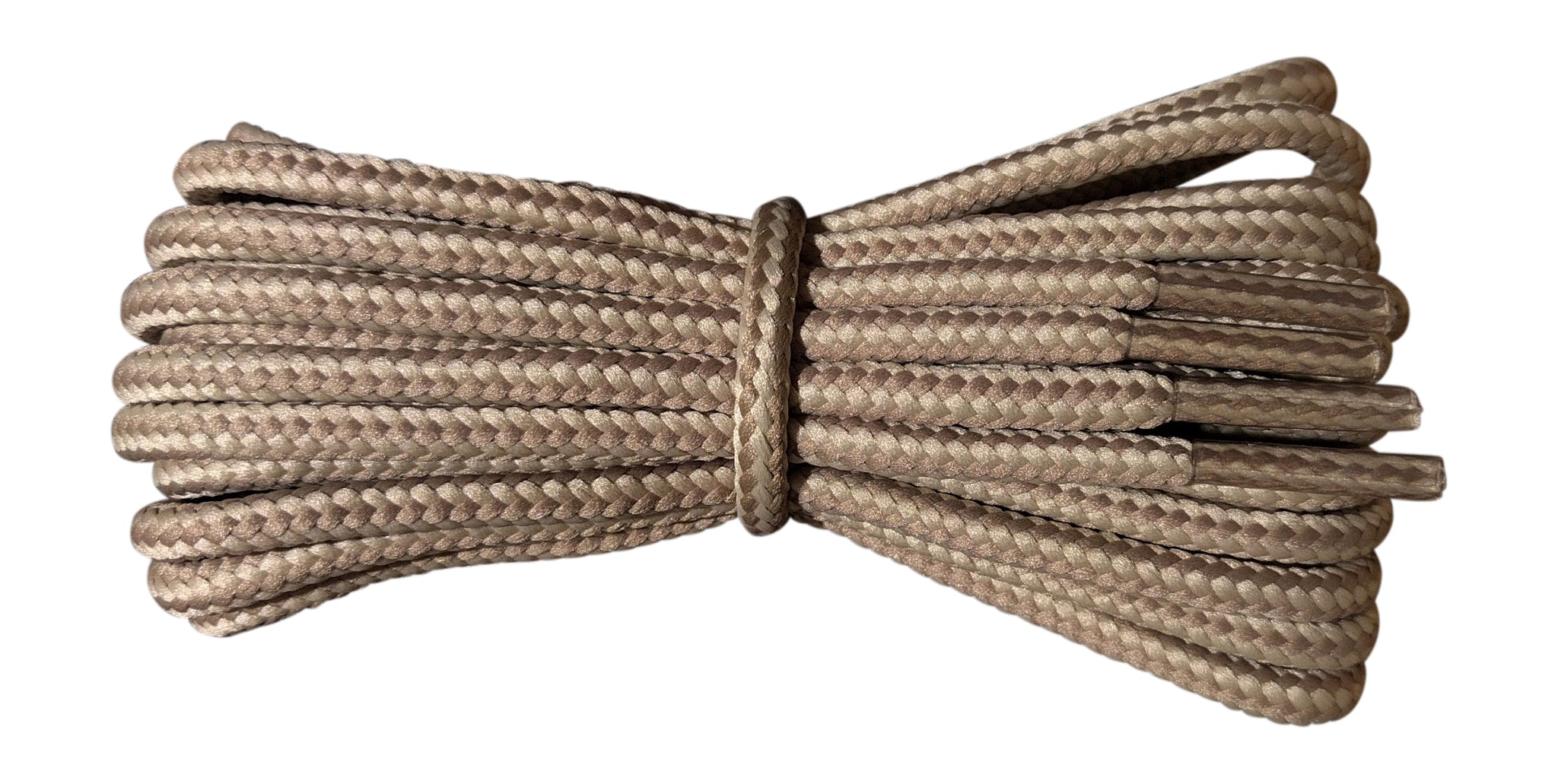 Round 4 mm Fawn and Cream stripes boot laces for walking and hiking boots - fabmania shoe laces
