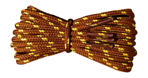 Round 4 mm Nutmeg and Yellow boot laces for walking and hiking boots - fabmania shoe laces