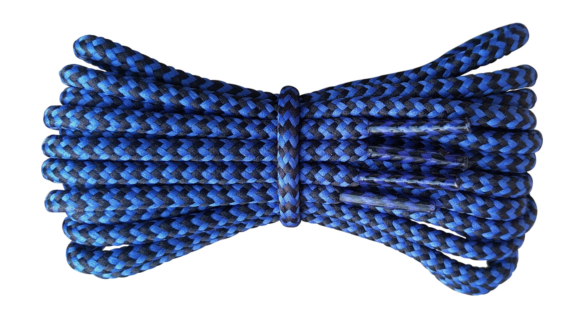 Round 4 mm Royal Blue and Black boot laces for walking and casual boots