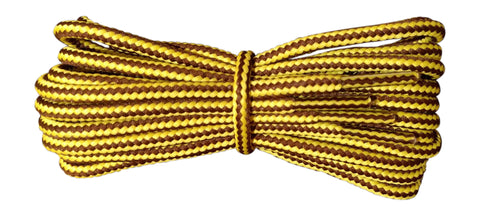 Round 4 mm Yellow with Brown boot laces for walking and hiking boots - fabmania shoe laces