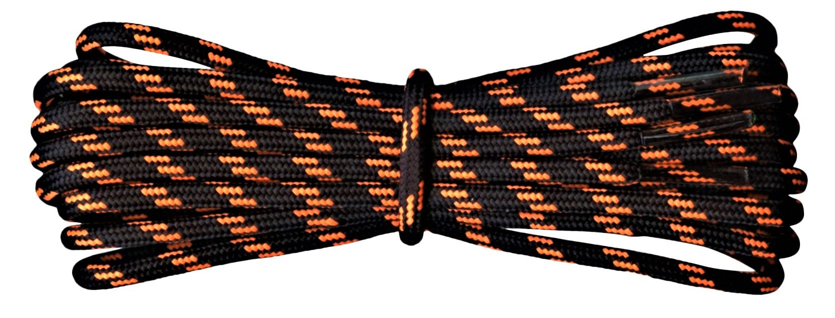Strong Round Boot Laces Black with neon Orange flecks for hiking or walking  3.5 mm - fabmania shoe laces